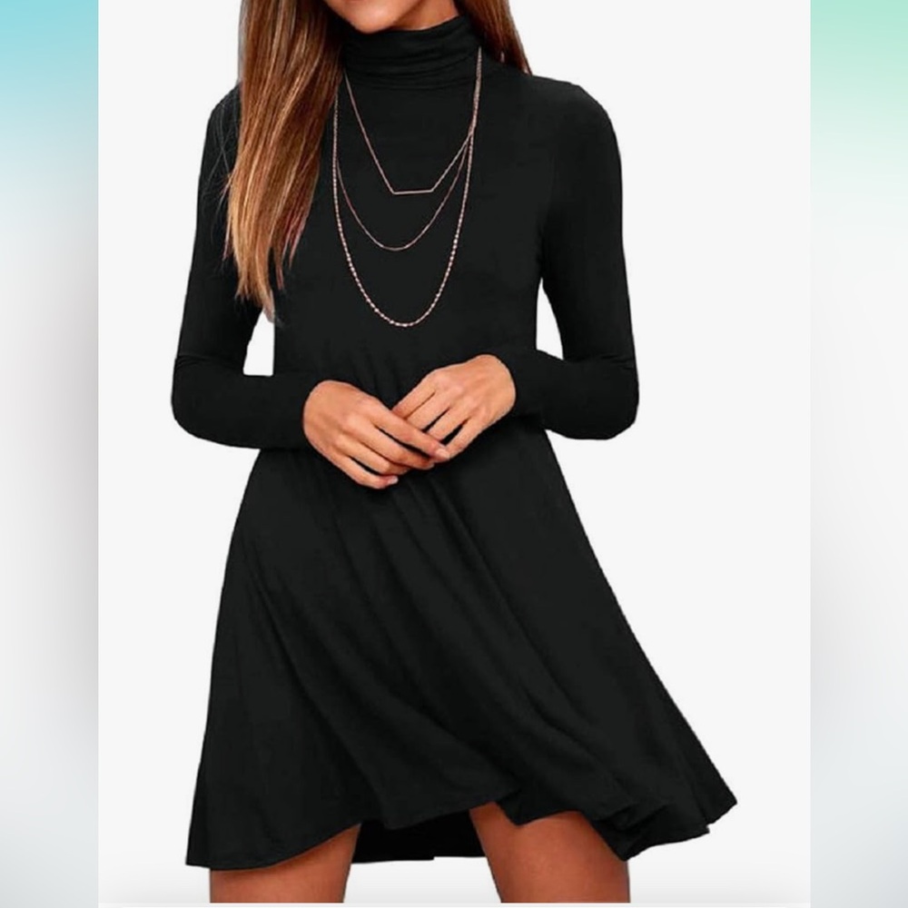 KEEDONE Black L Turtleneck Swing Dress (from Amazon)